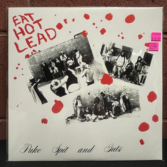 Used Vinyl: Puke Spit And Guts "Eat Hot Lead" LP (2017 Press - Clear w/Red Splatter Vinyl & Autographed insert)