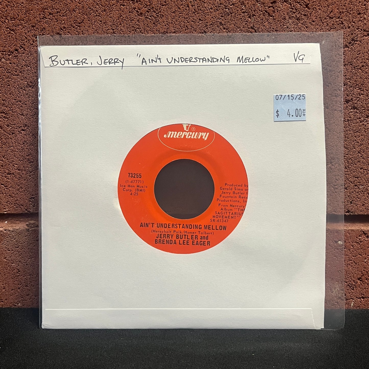 Used Vinyl: Jerry Butler and Brenda Lee Eager "Ain't Understanding Mellow" 7"