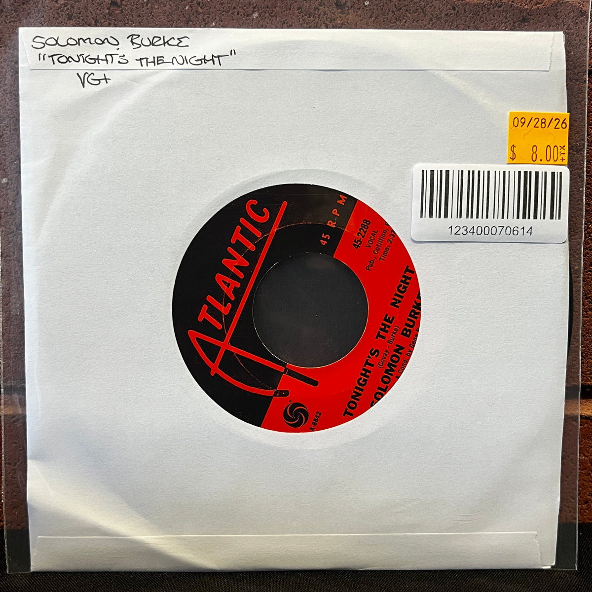 Used Vinyl: Solomon Burke "Tonight's The Night / Maggie's Farm" 7" (1965 Press)