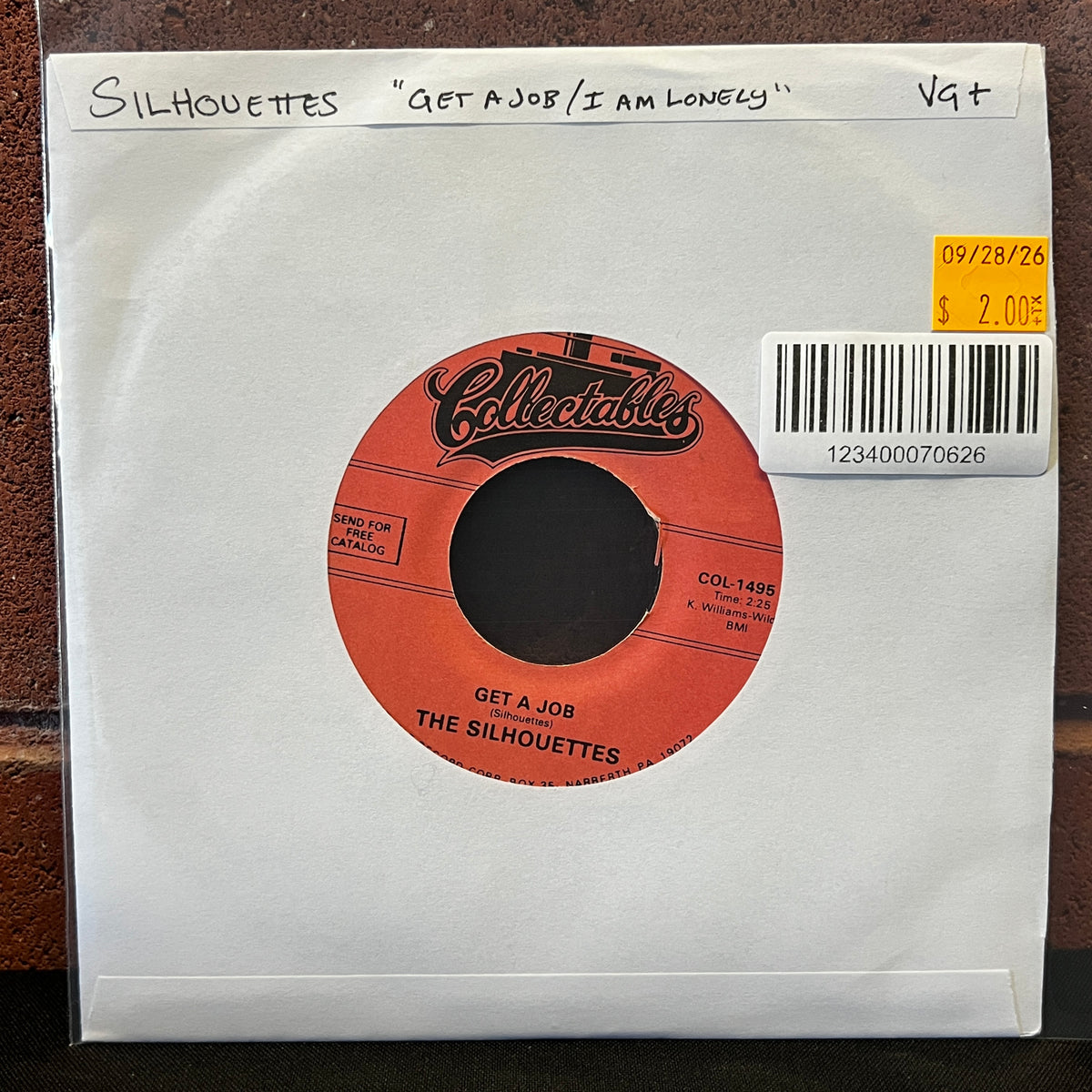 Used Vinyl: Silhouettes "Get A Job / I Am Lonely" 7" (1980's reissue)