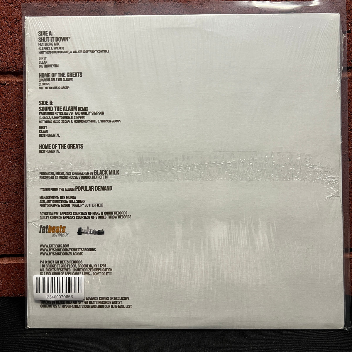 Used Vinyl: Black Milk ‎"Shut It Down" 12" (2007 Press)