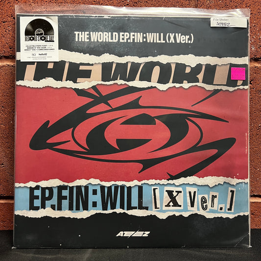 Used Vinyl: Ateez "The World Ep.Fin : Will (X Ver.)" LP+7" (2024 Press - "Black Ice" Glitter Vinyl)