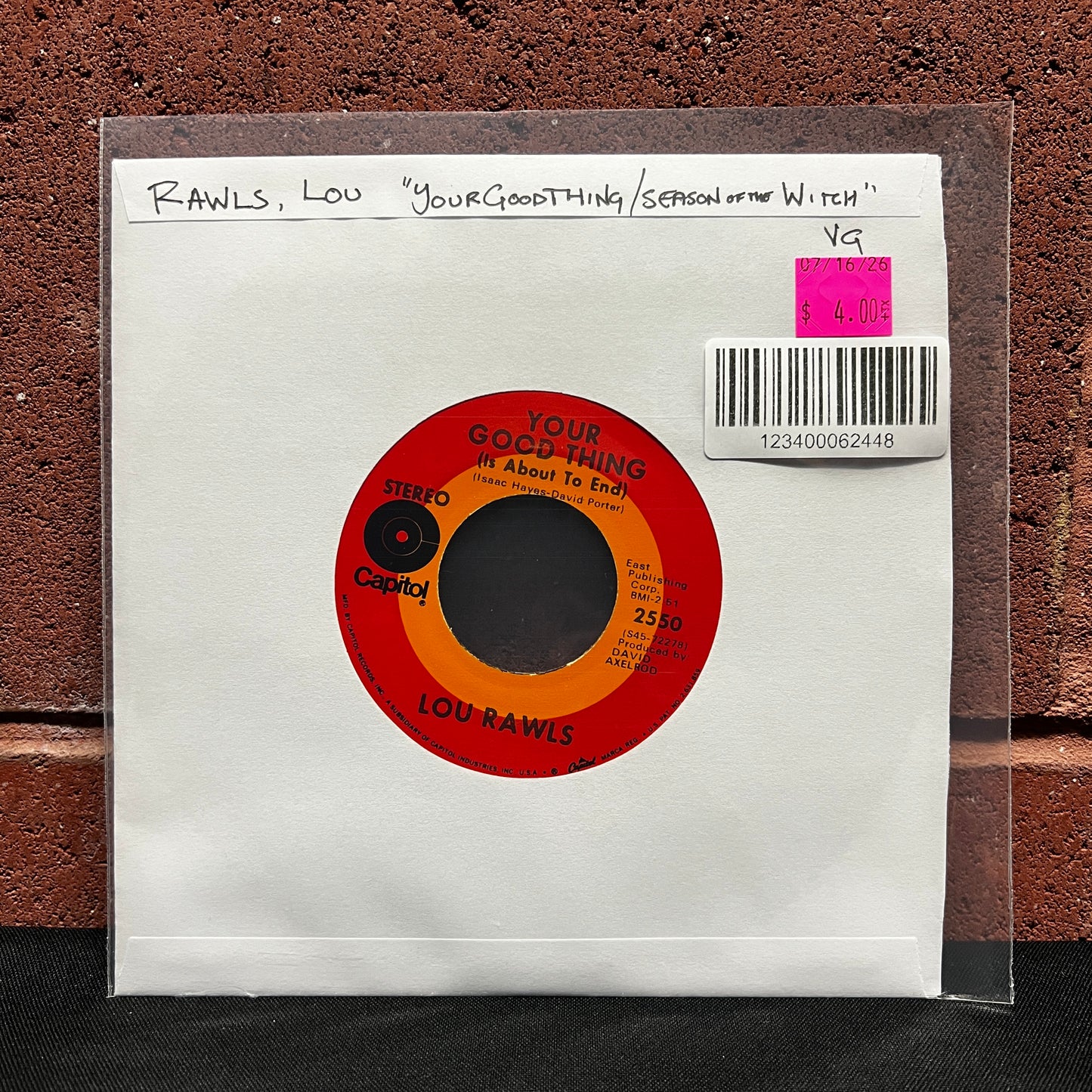 Used Vinyl: Lou Rawls "Your Good Thing / Season of the Witch" 7"