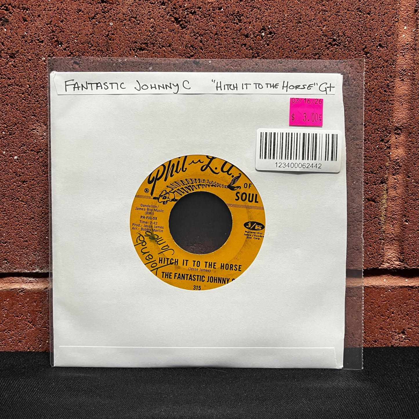 Used Vinyl: Fantastic Johnny C "Hitch It To The Horse" 7"
