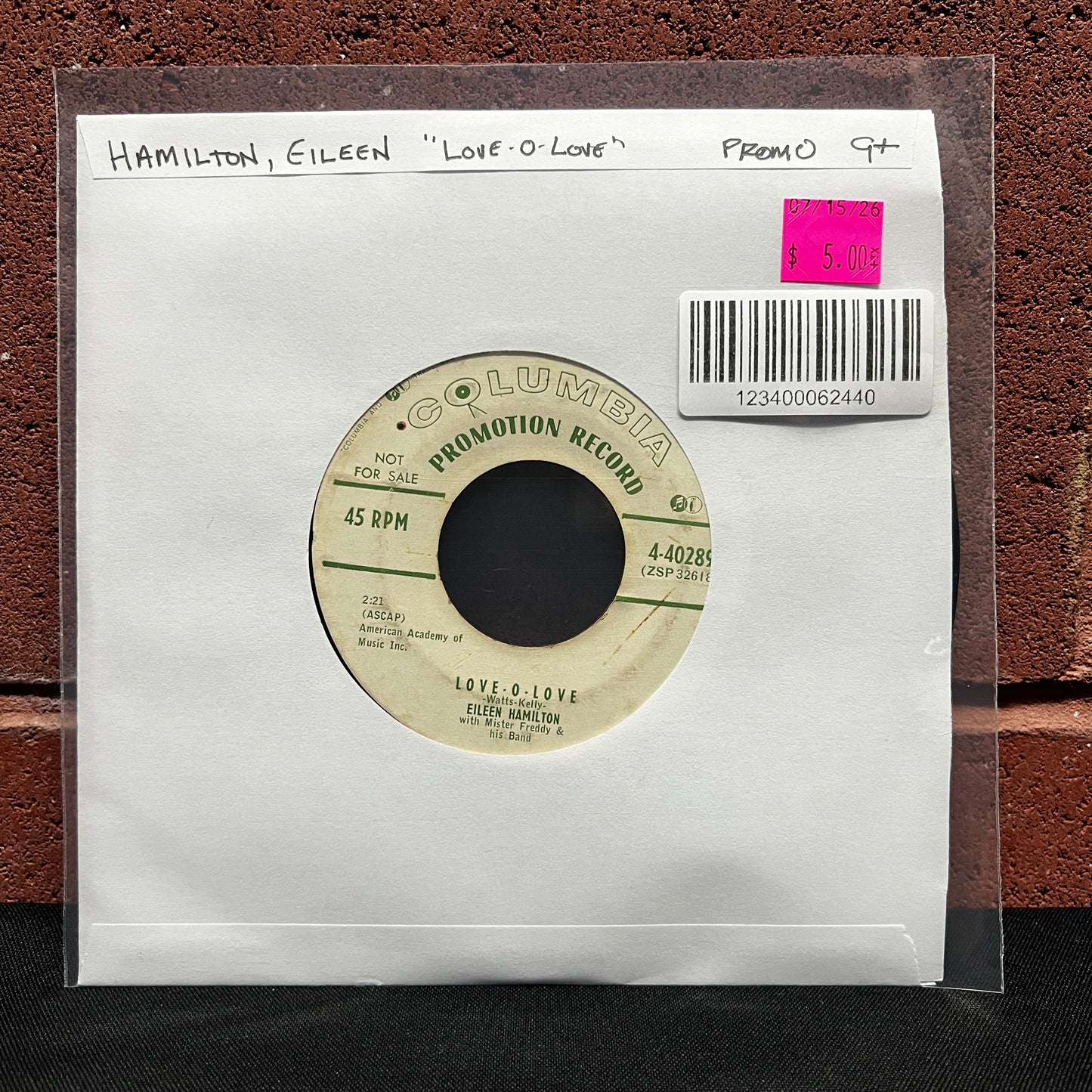 Used Vinyl: Eileen Hamilton "Love-O-Love / Heaven Knows" 7" (White Label Promo)