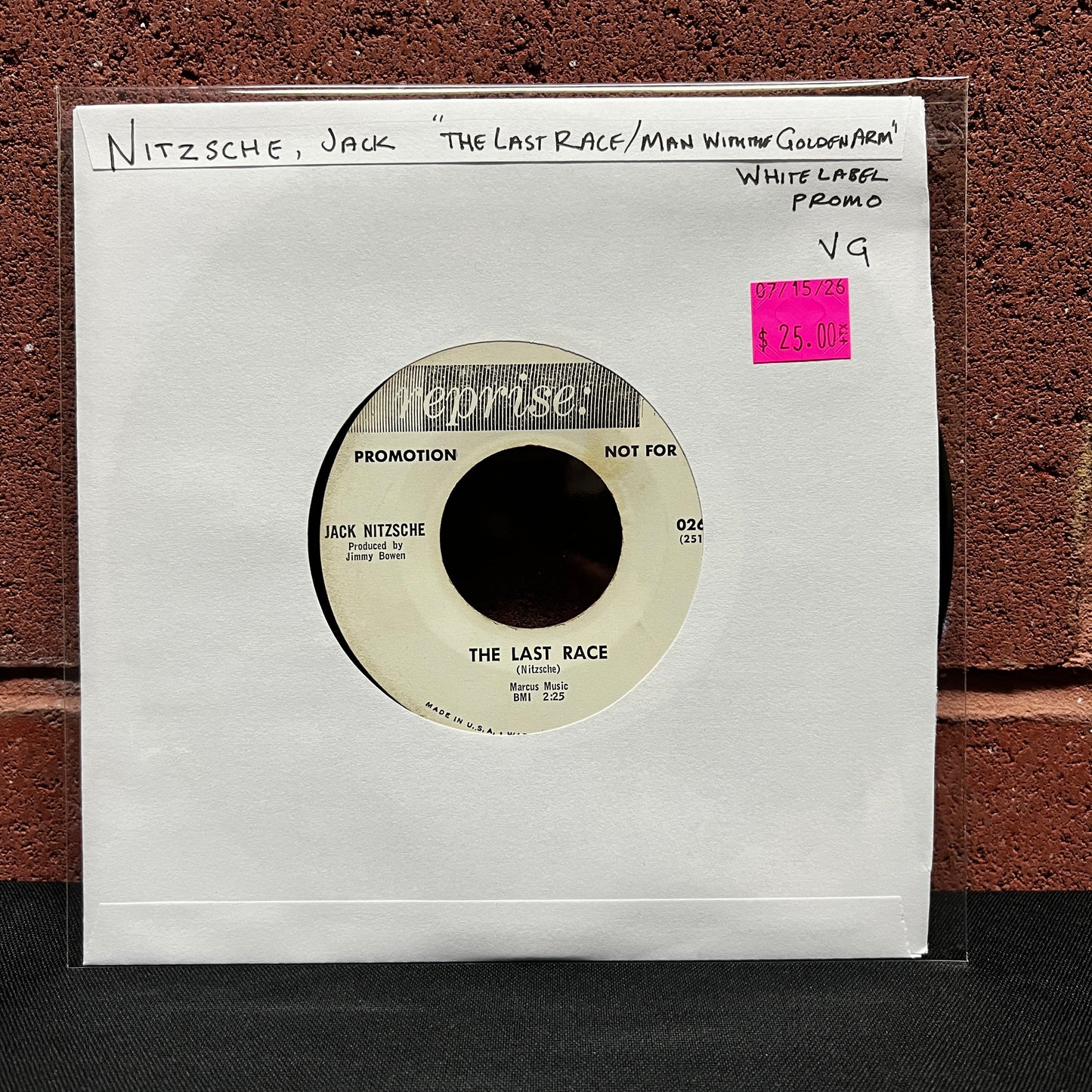 Used Vinyl: Jack Nitzsche "The Last Race / The Man With The Golden Arm" 7" (White Label Promo)