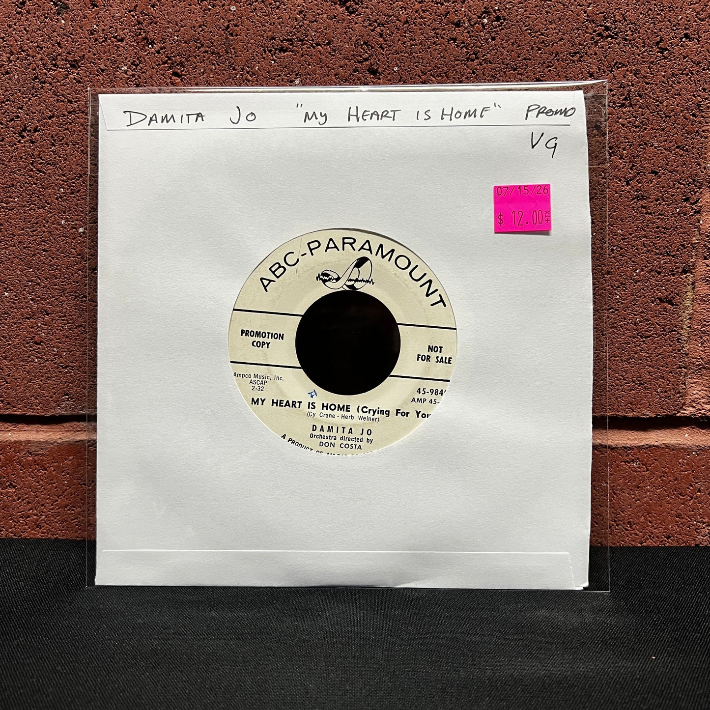Used Vinyl: Damita Jo "My Heart is Home" 7" (White Label Promo)