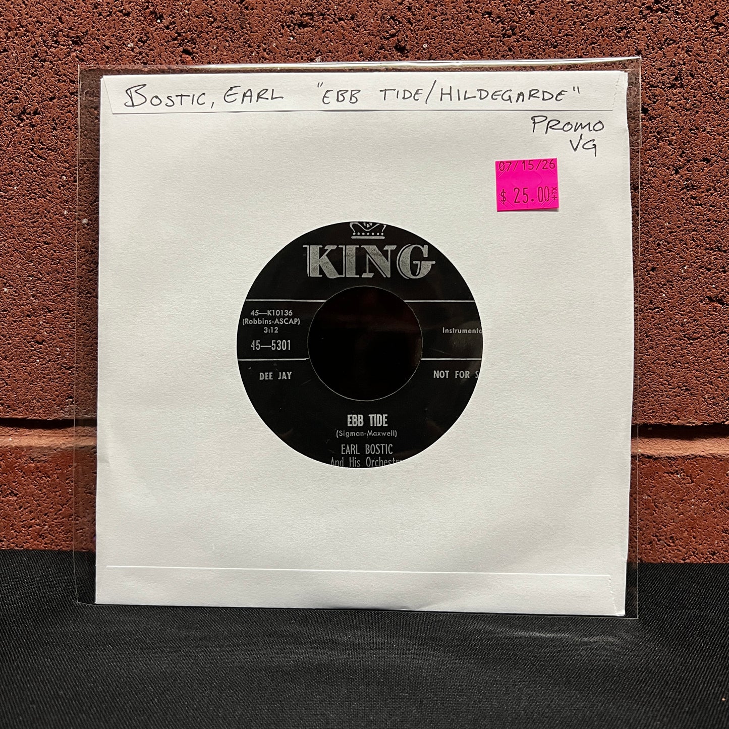 Used Vinyl: Earl Bostic and his Orchestra "Ebb Tide / Hildegarde" 7" (Promo)