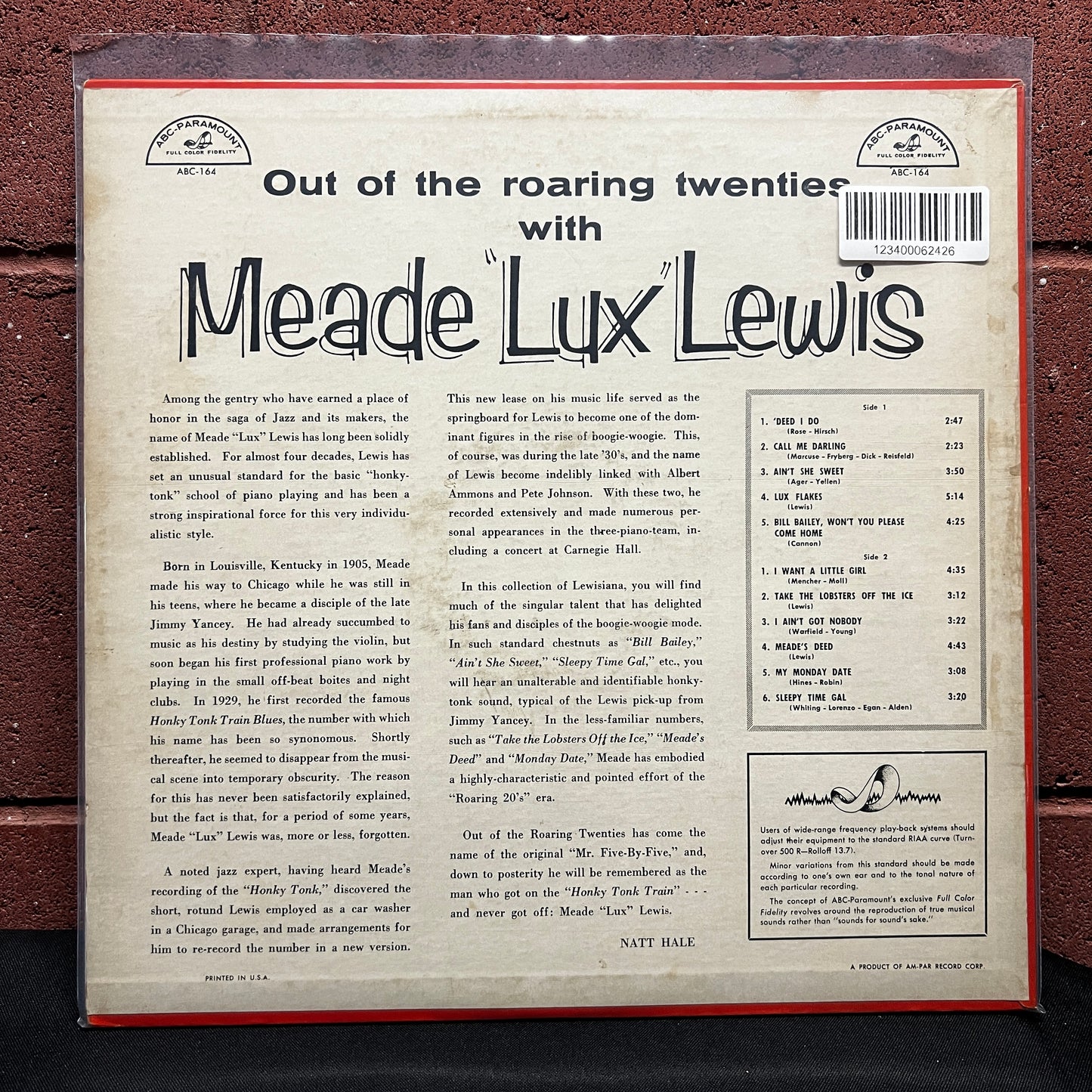 Used Vinyl: Meade lux Lewis "Out Of The Roaring Twenties With Meade Lux Lewis" LP (1956 Mono pressing)