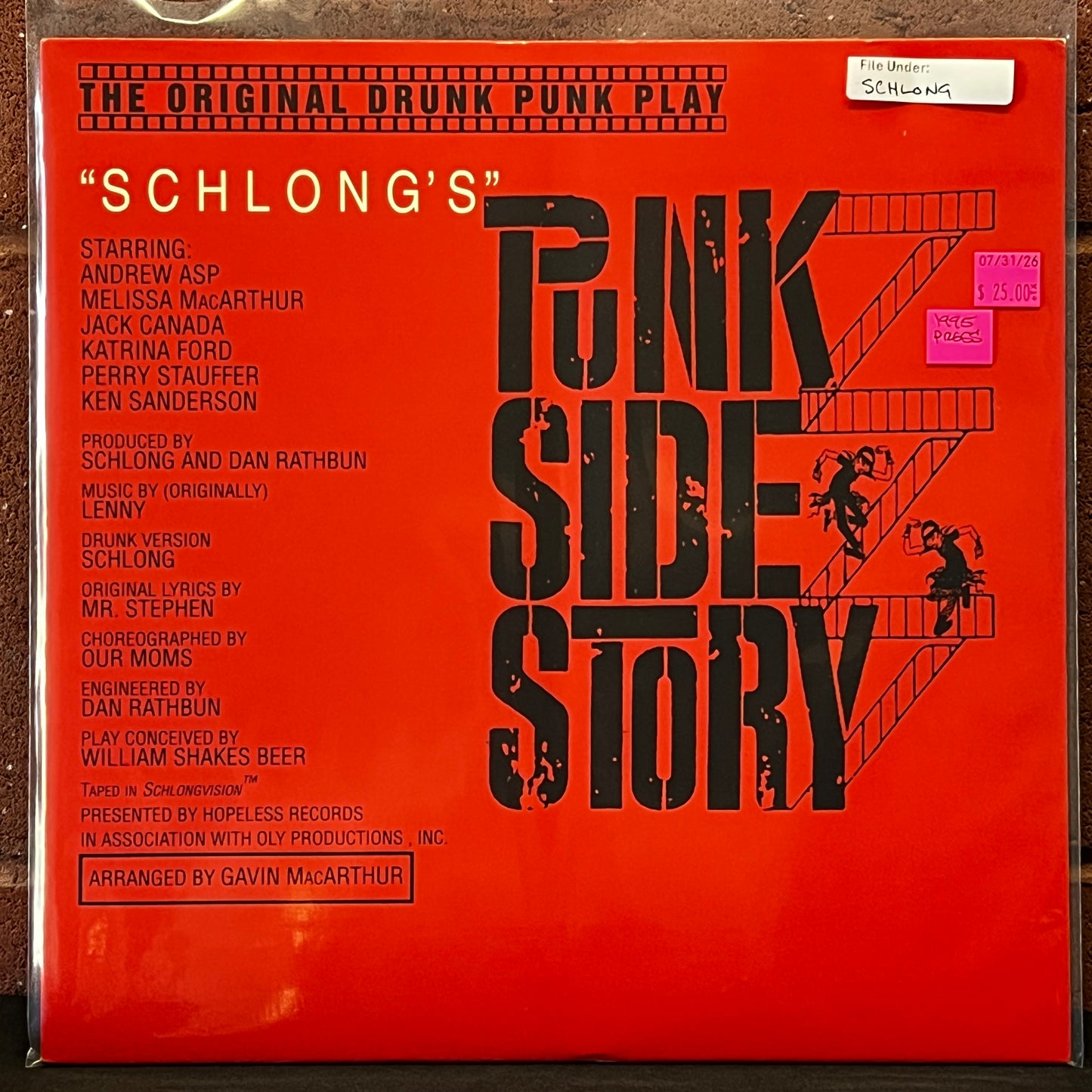 Used Vinyl: Schlong ‎"Punk Side Story" LP (1995 Press)