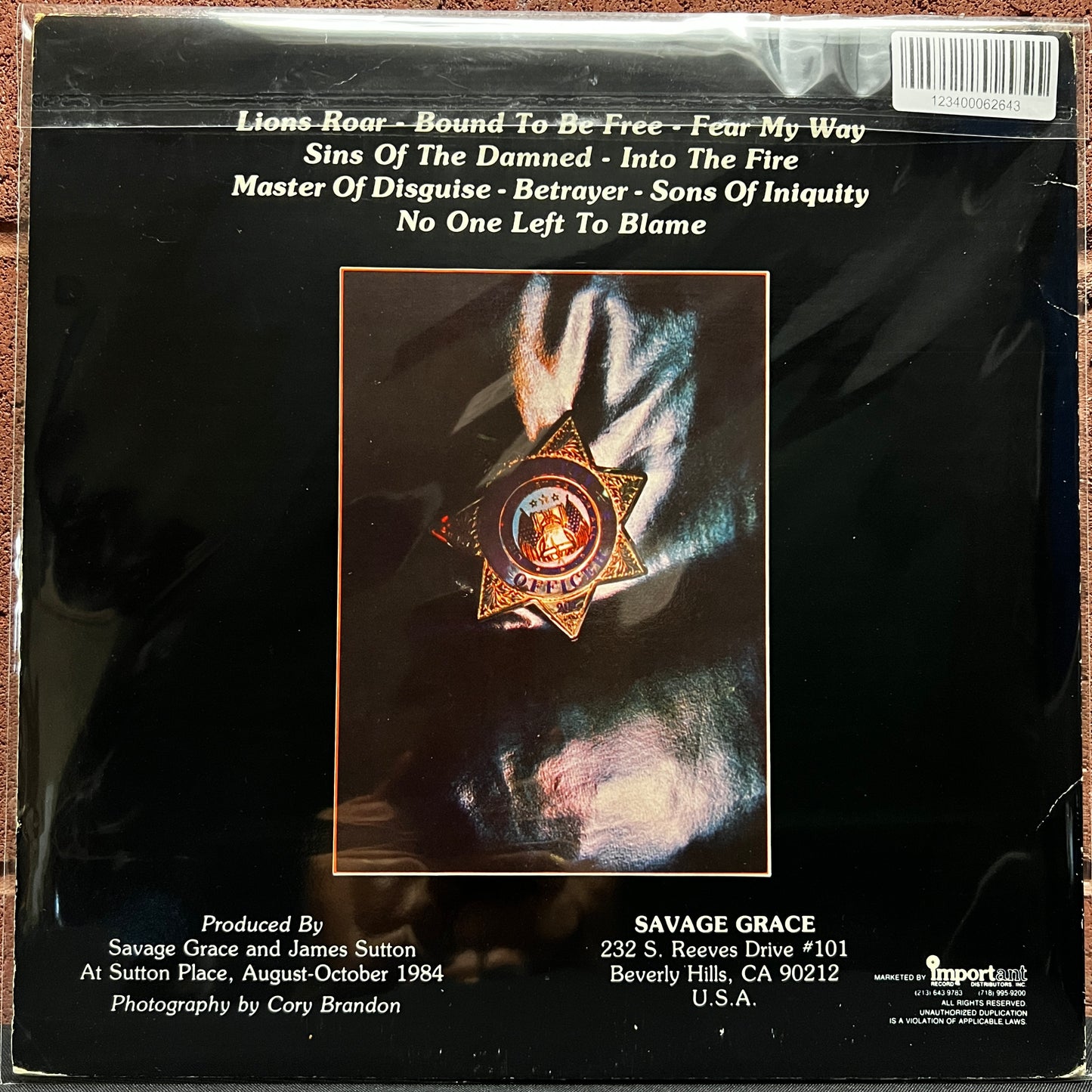 Used Vinyl: Savage Grace "Master of Disguise" LP (1985 pressing with printed inner sleeve)