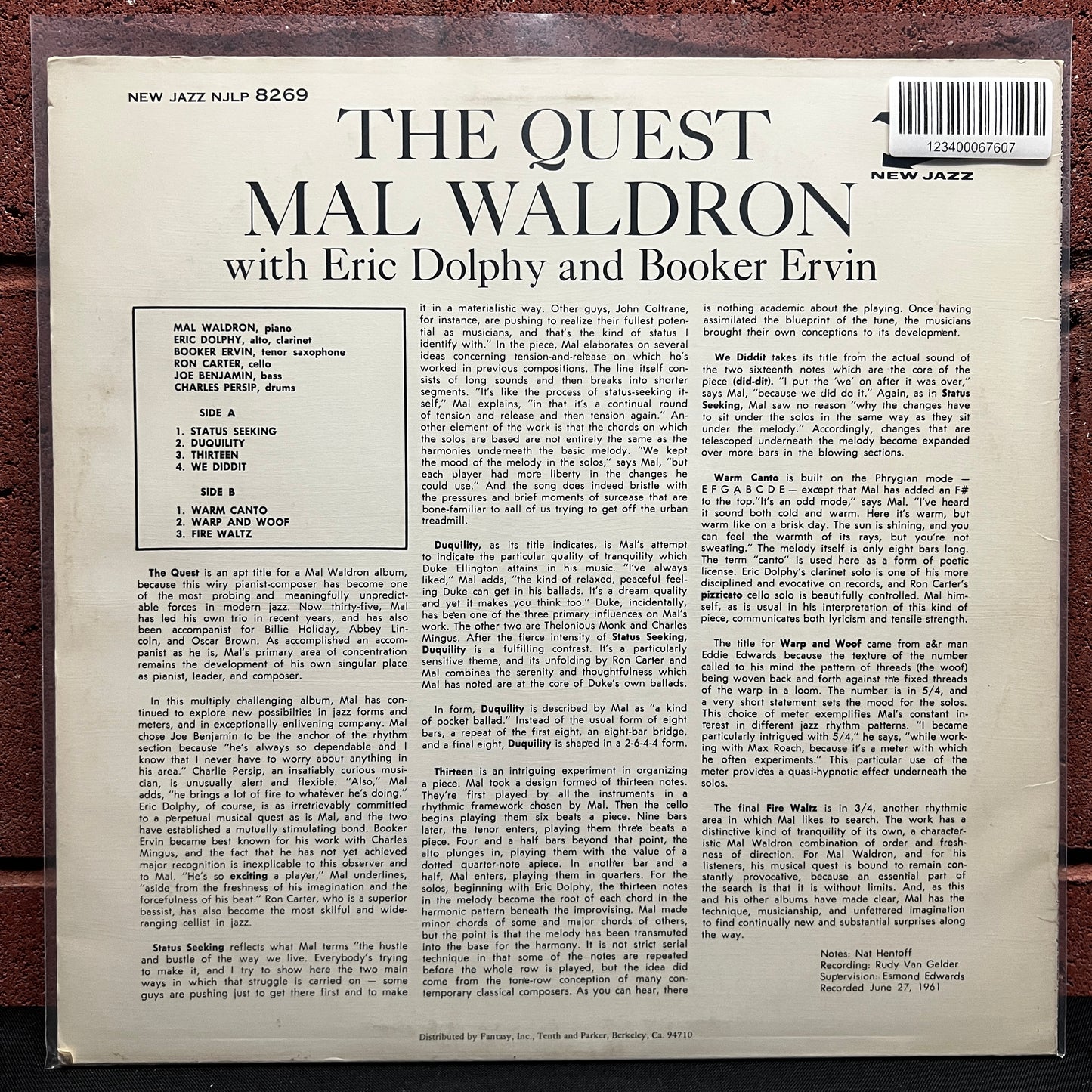 Used Vinyl: Mal Waldron w/Eric Dolphy & Booker Ervin ‎"The Quest" LP (1980's Press)