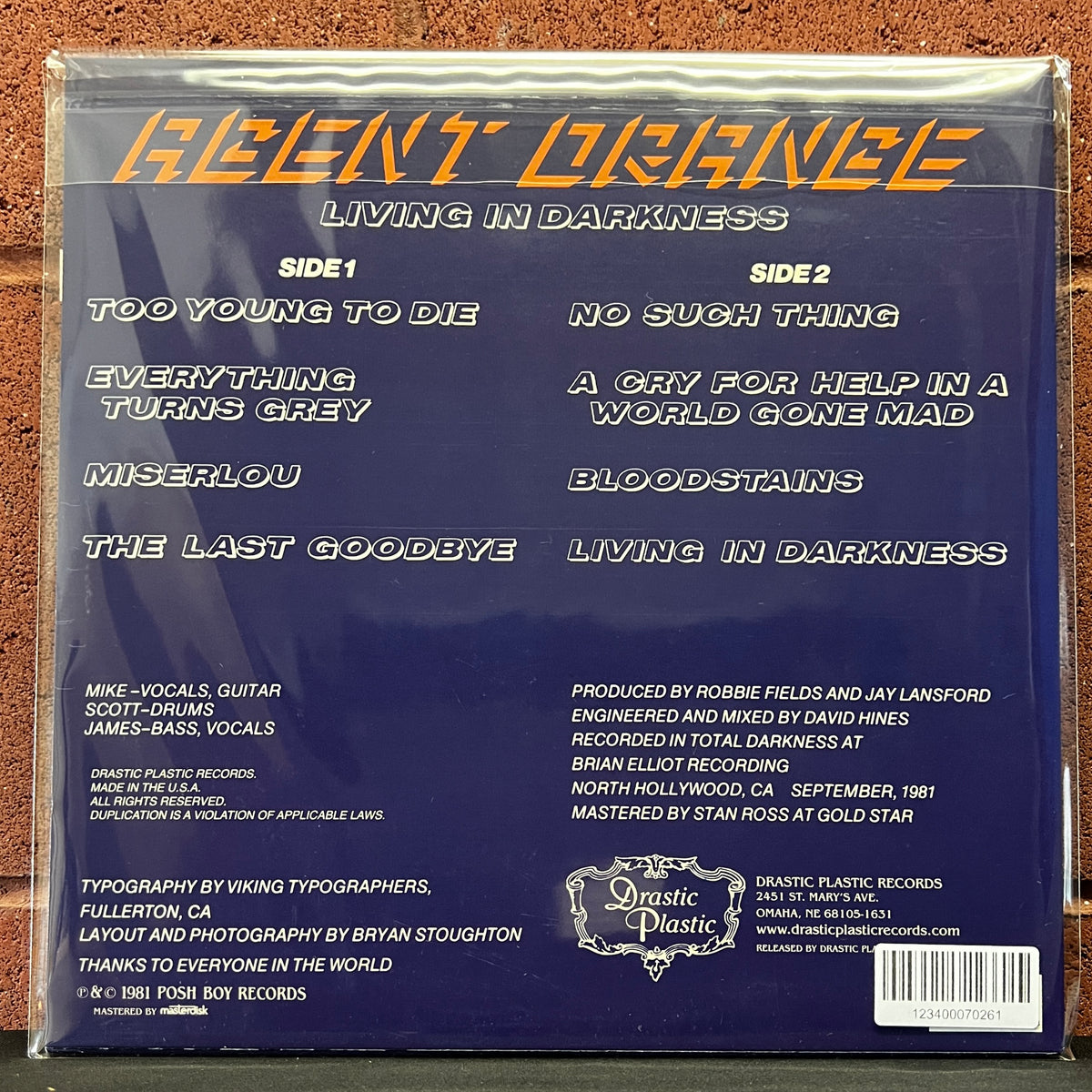 Used Vinyl: Agent Orange "Living In Darkness" LP (2014 150g Press)