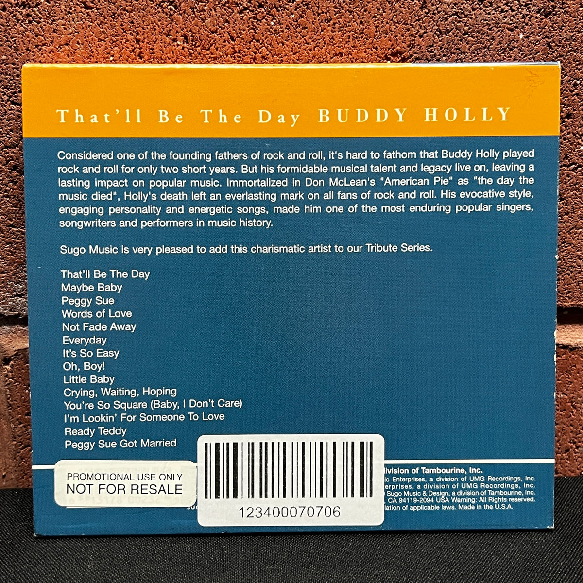 Used CD: Buddy Holly "That'll Be The Day - Buddy Holly" CD (2000 Promo Press)