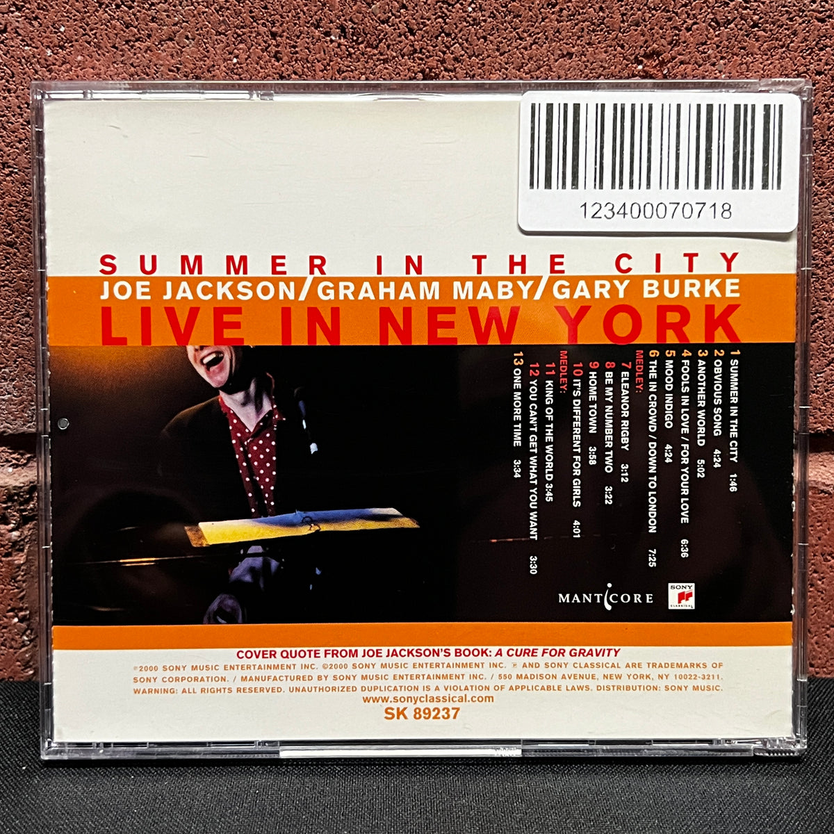 Used CD: Joe Jackson "Summer In The City - Live In New York" CD