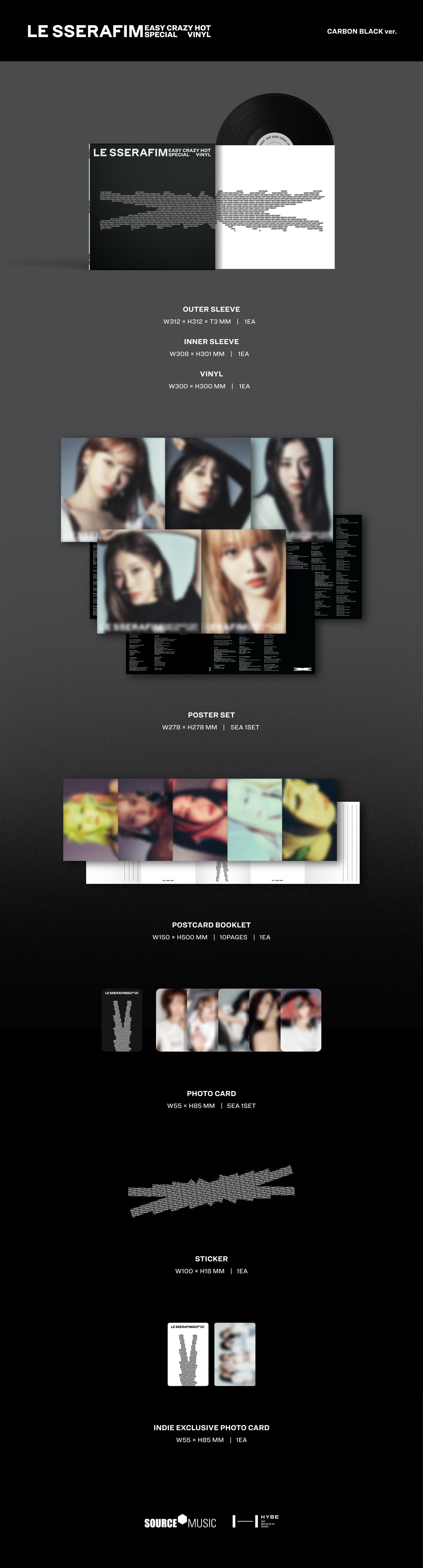 LE SSERAFIM "'EASY-CRAZY-HOT' SPECIAL VINYL" LP (Indie Exclusive Carbon Black Vinyl with bonus Photocard)