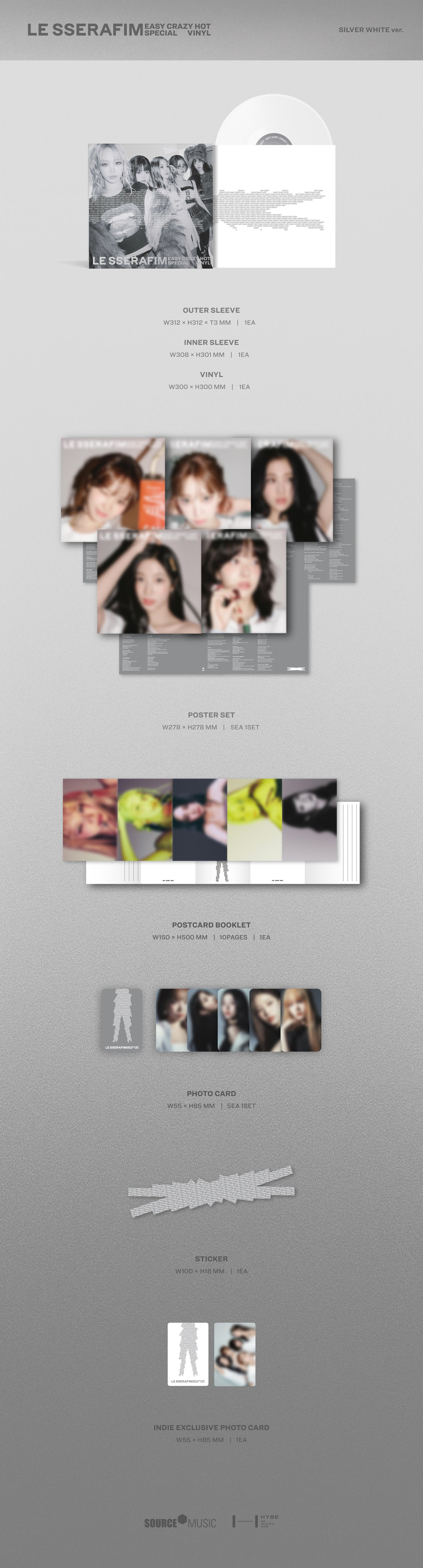 LE SSERAFIM "'EASY-CRAZY-HOT' SPECIAL VINYL" LP (Indie Exclusive Silver White Vinyl with bonus Photocard)