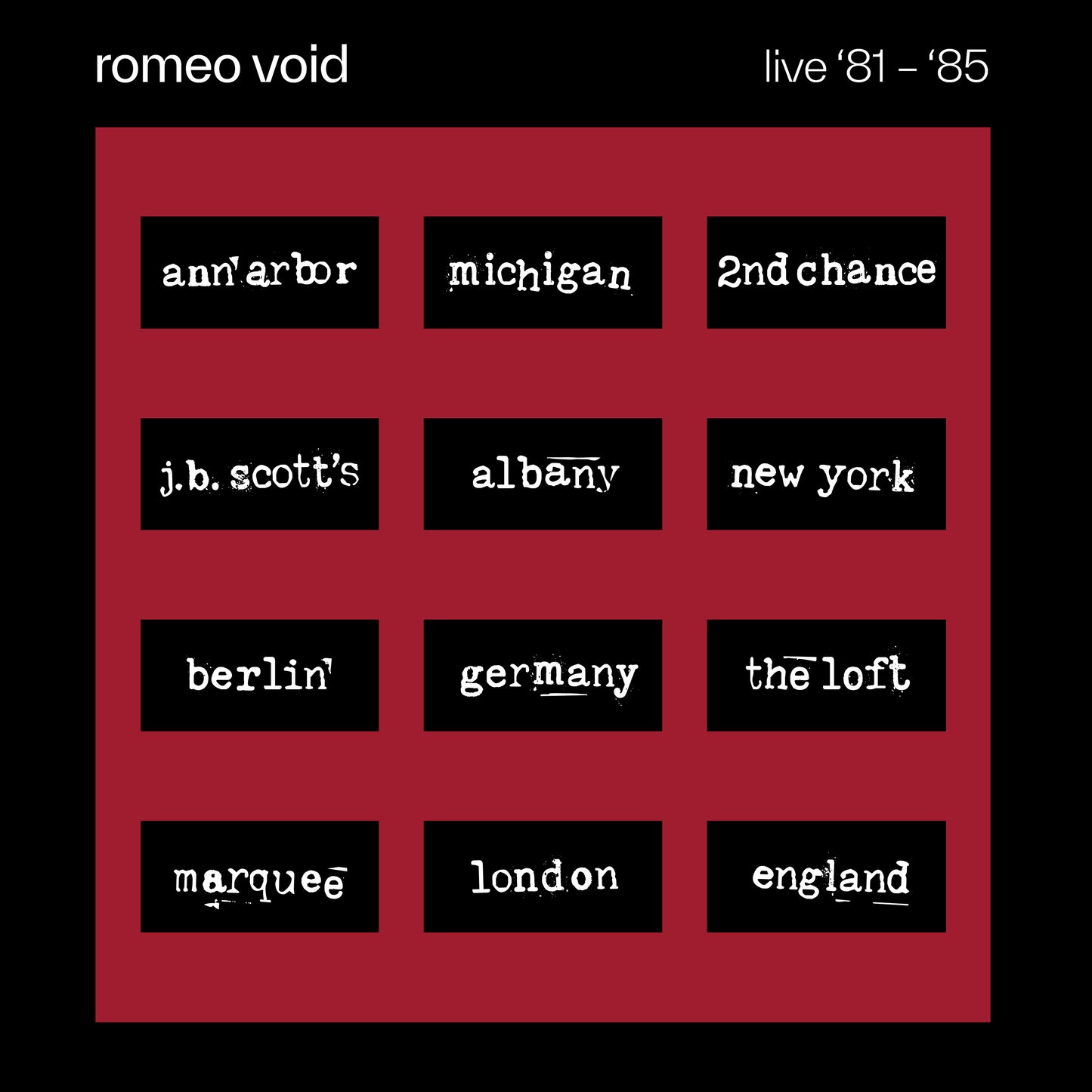 Romeo Void "Best Of Romeo Void Live '81-'85" 2xLP (RSD 2026)