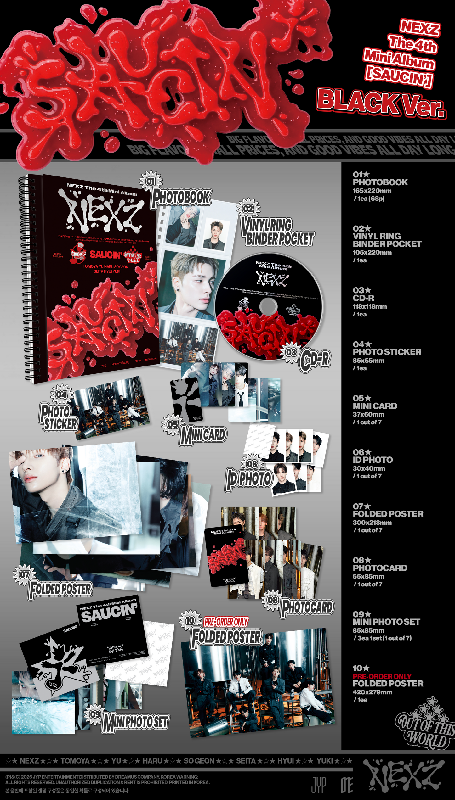 PRE-ORDER: NEXZ "The 4th Mini Album SAUCIN'" CD (BLACK ver.)