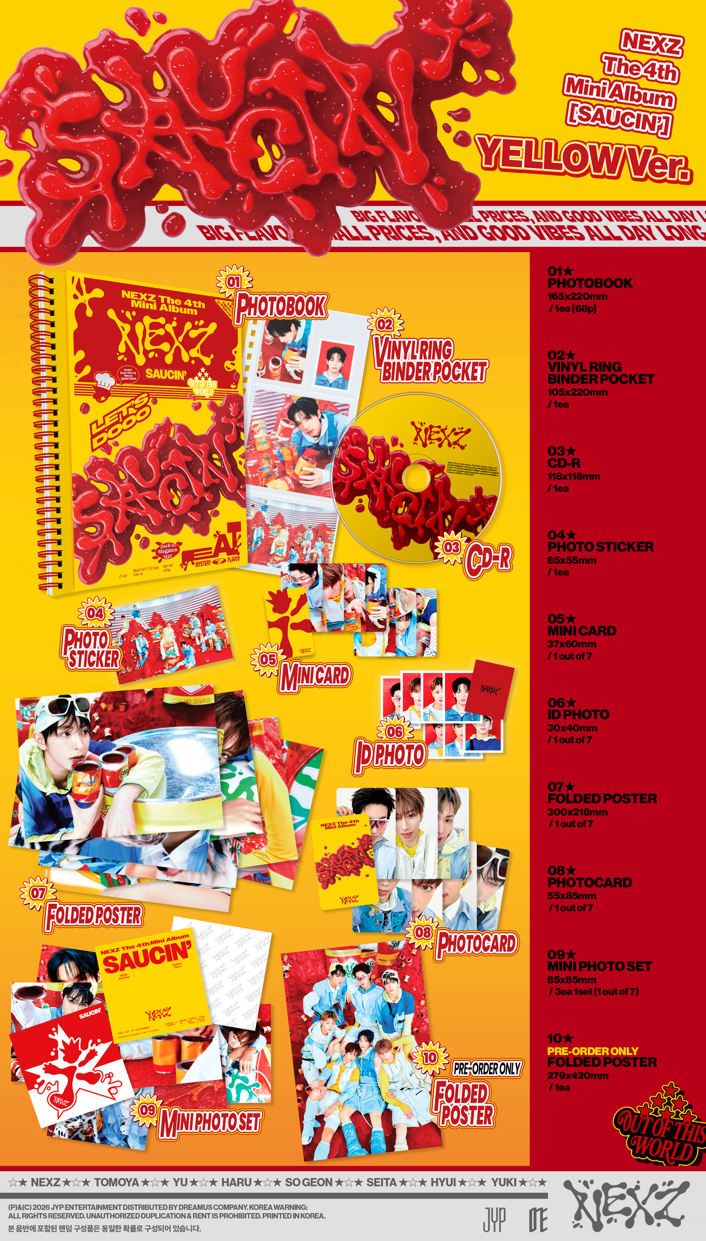 PRE-ORDER: NEXZ "The 4th Mini Album SAUCIN'" CD (YELLOW ver.)