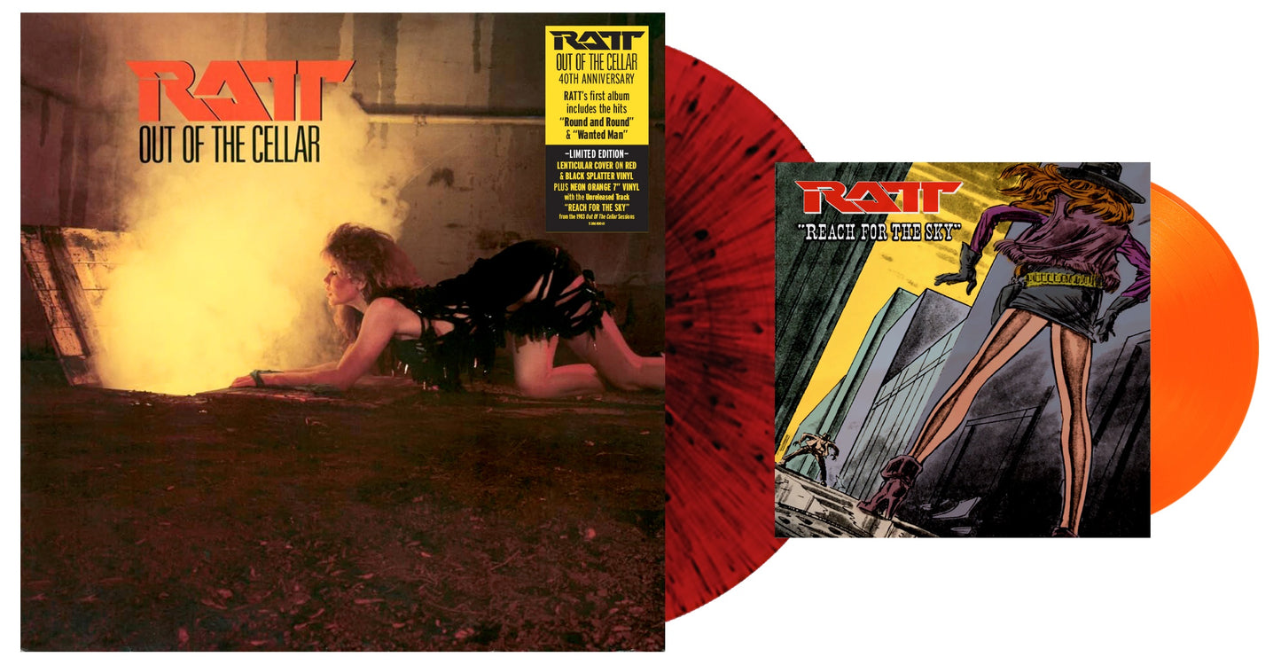 Ratt "Out Of The Cellar (40th Anniversary)" LP (Red/Black Splatter) + 7" (Neon Orange)