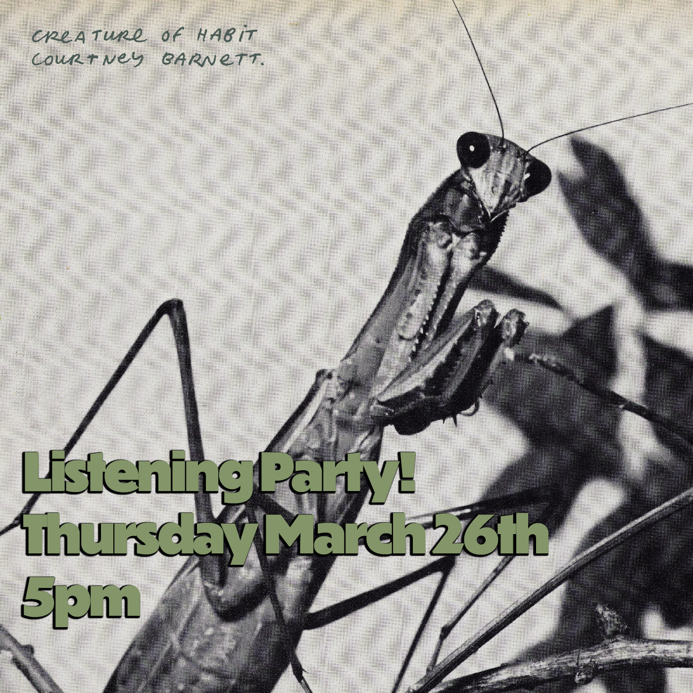 Courtney Barnett "Creature of Habit" Listening Party - Thursday 3/26 @ 5PM