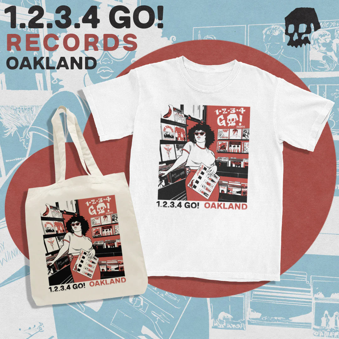 1-2-3-4 Go! Records "Every Day Is Record Store Day" Shirt or Totebag