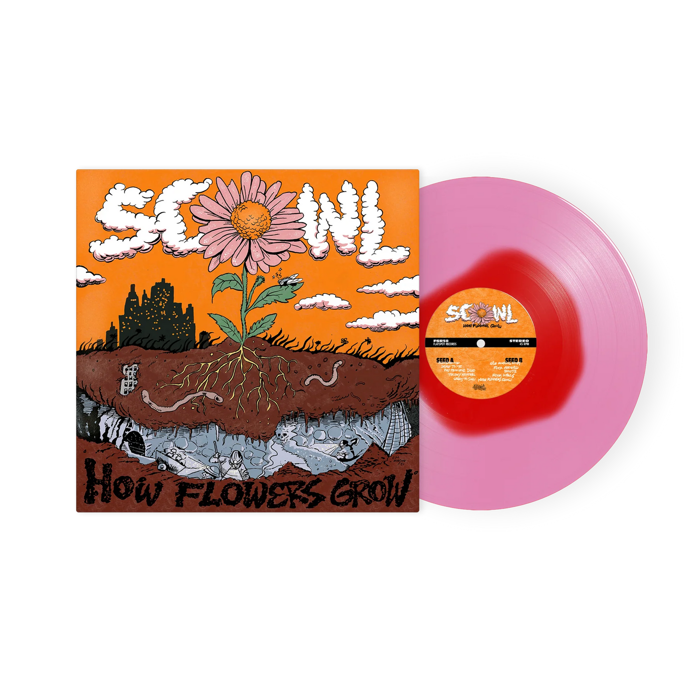 Scowl "How Flowers Grow" LP (Pink Vinyl, Red Blotch)